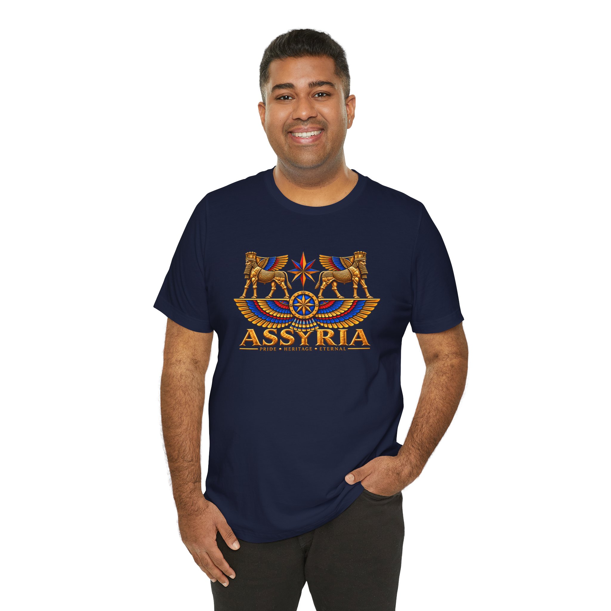 Assyria Heritage Basic T‑Shirt — Assyrian Winged Bulls & Star - Image 4