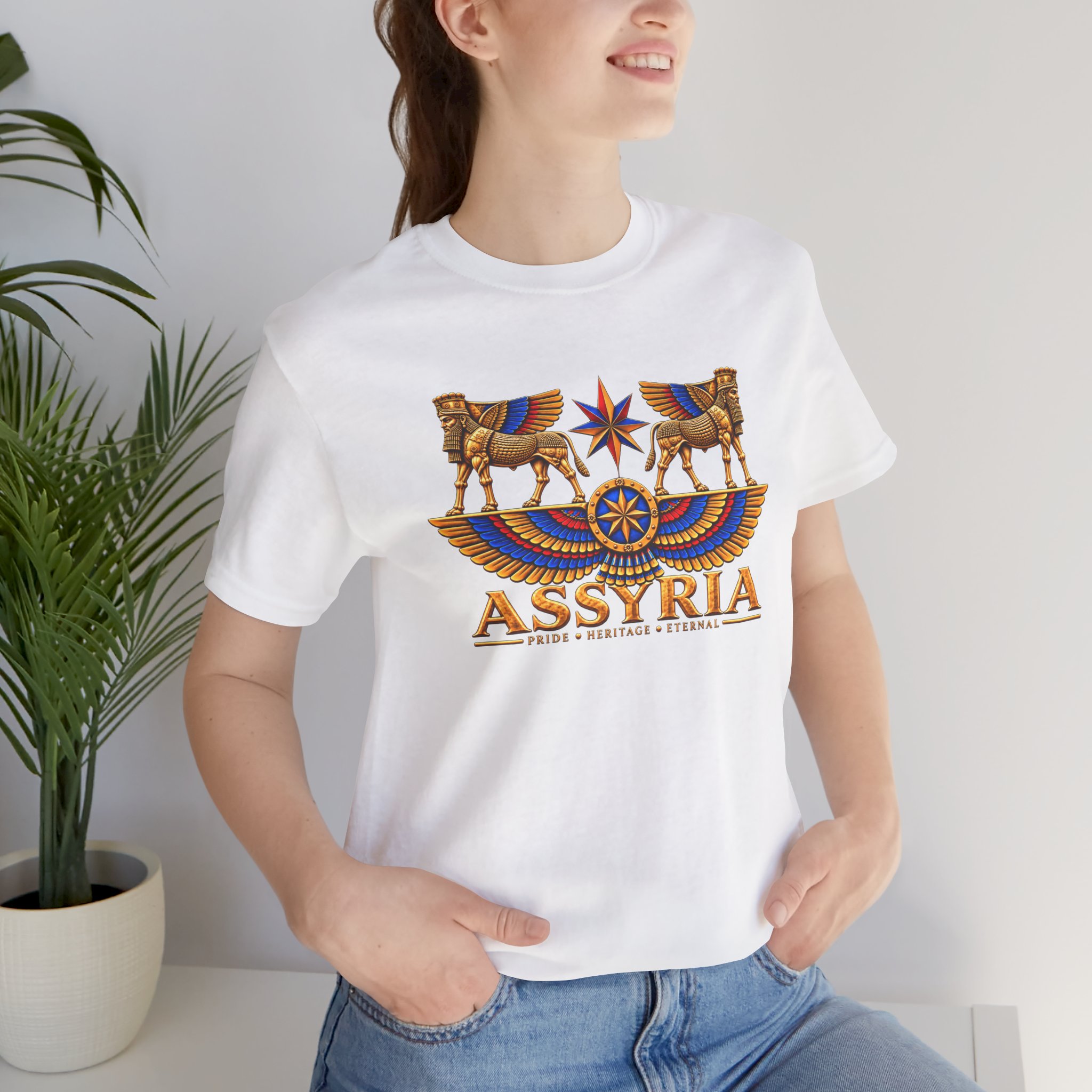 Assyria Heritage Basic T‑Shirt — Assyrian Winged Bulls & Star - Image 11