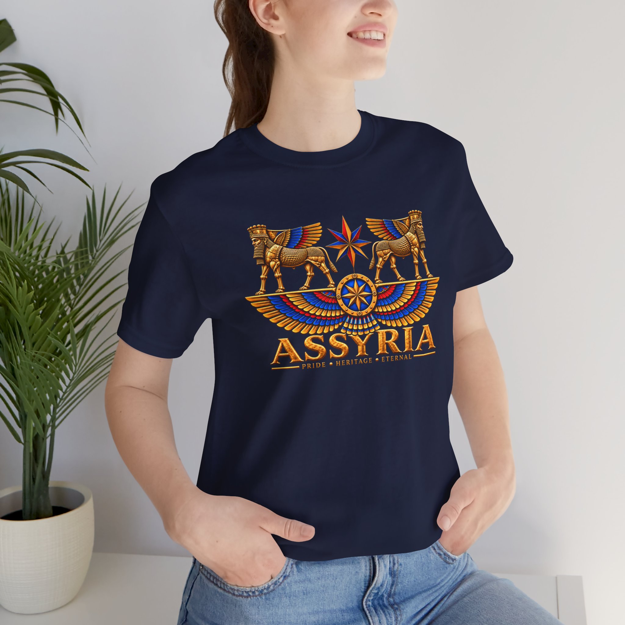 Assyria Heritage Basic T‑Shirt — Assyrian Winged Bulls & Star - Image 5