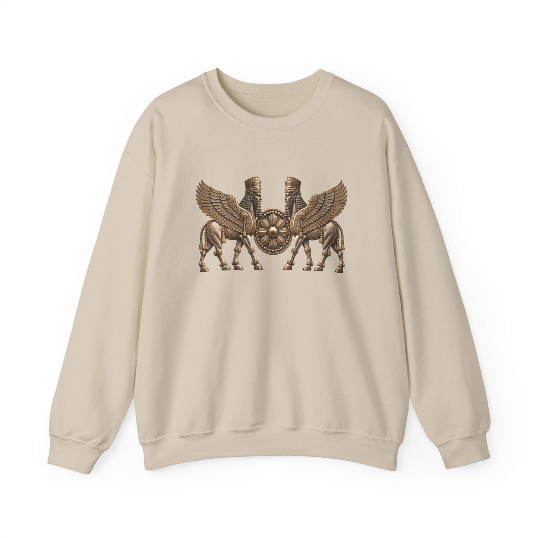 Two Winged Lamassu Crewneck Sweatshirt — Ancient Assyrian