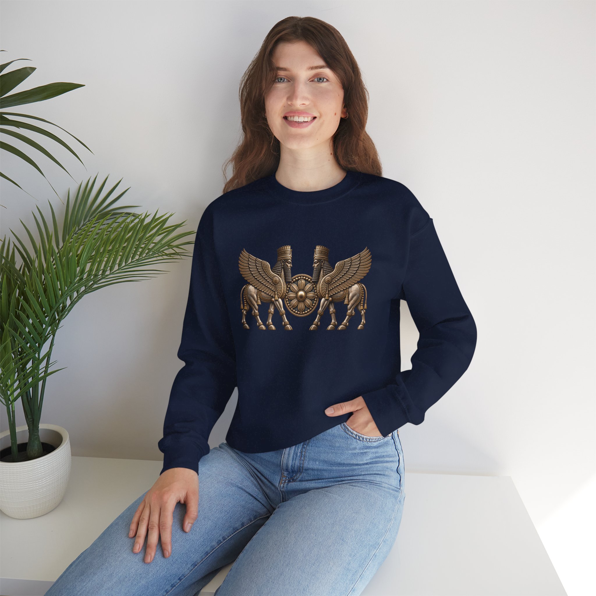 Two Winged Lamassu Crewneck Sweatshirt — Ancient Assyrian - Image 23