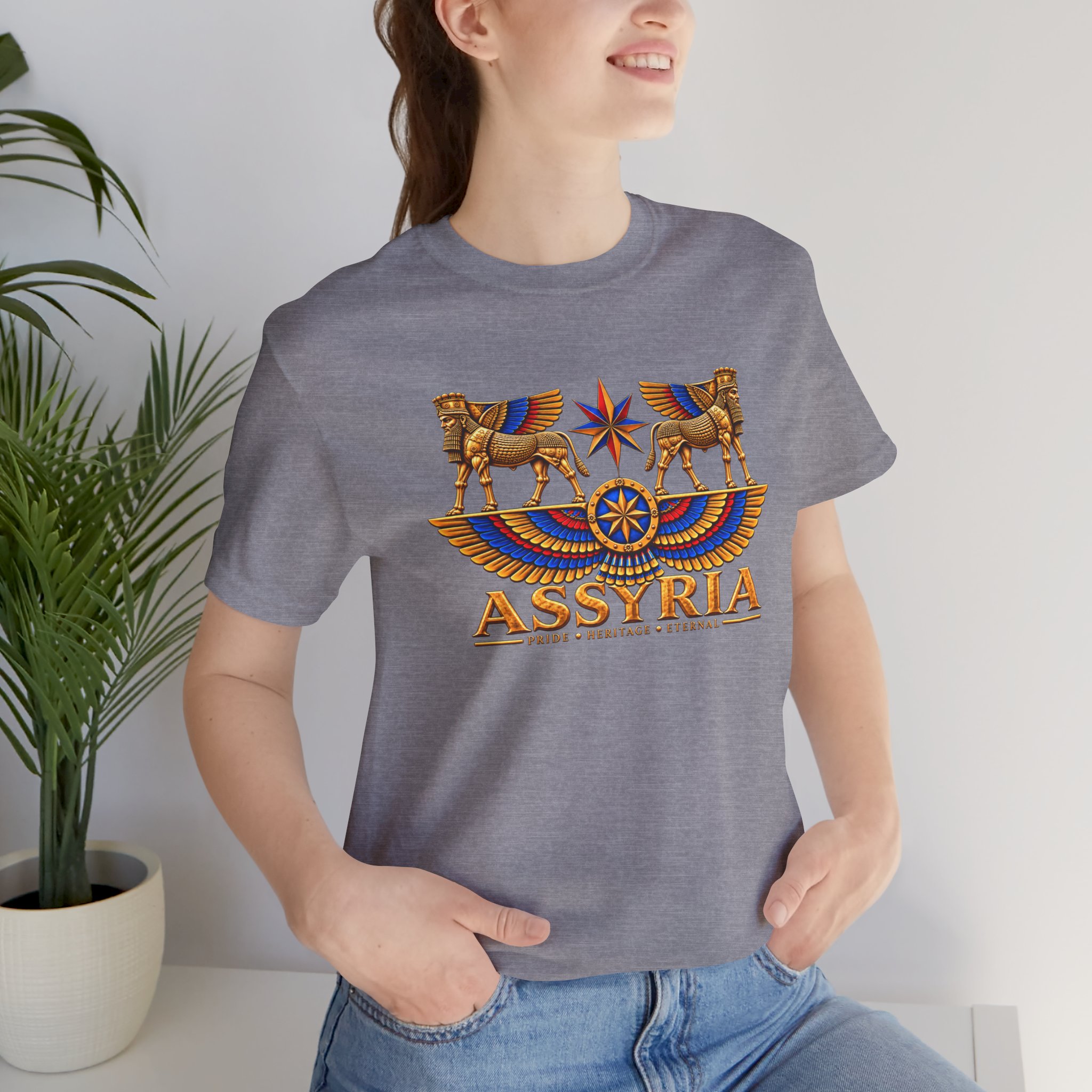 Assyria Heritage Basic T‑Shirt — Assyrian Winged Bulls & Star - Image 22