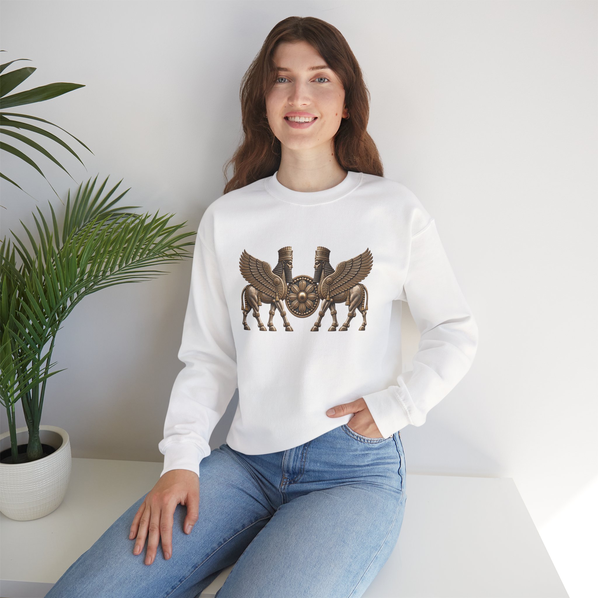 Two Winged Lamassu Crewneck Sweatshirt — Ancient Assyrian - Image 7