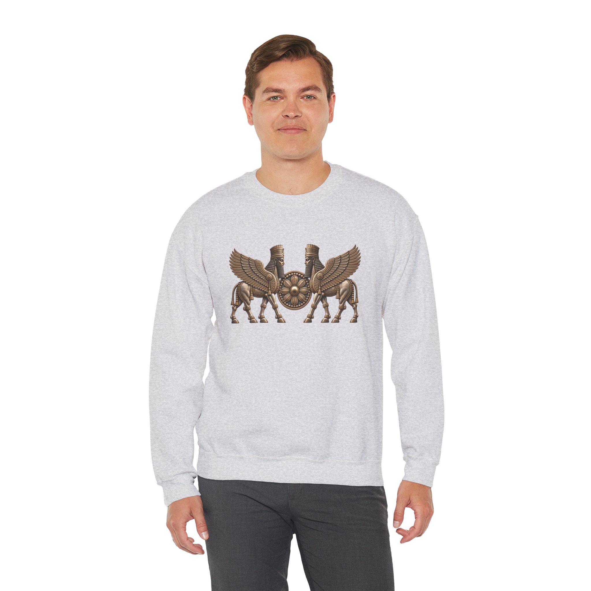 Two Winged Lamassu Crewneck Sweatshirt — Ancient Assyrian - Image 10