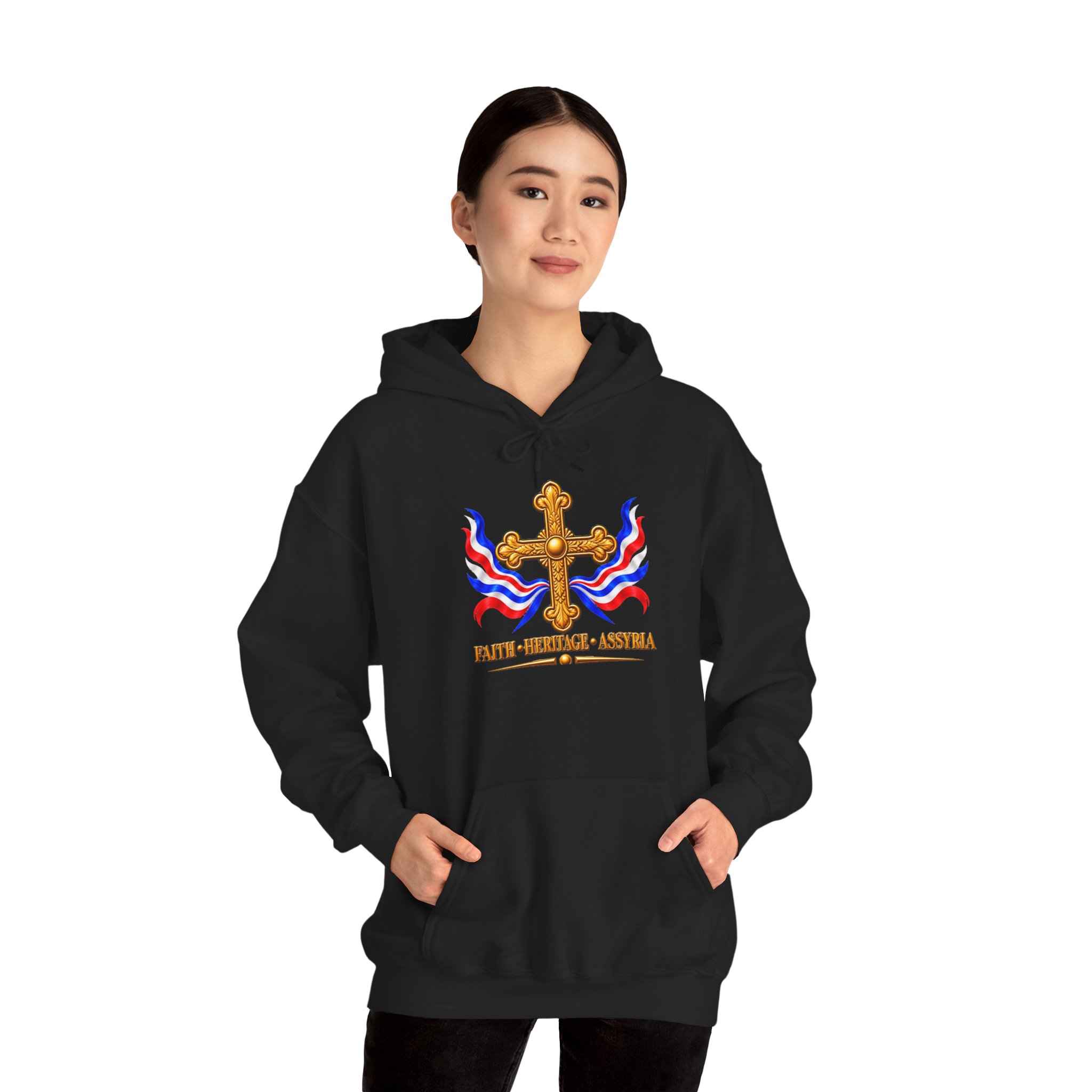 Hoodie Assyrian Faith Heritage Cross River (no zipper) - Image 3