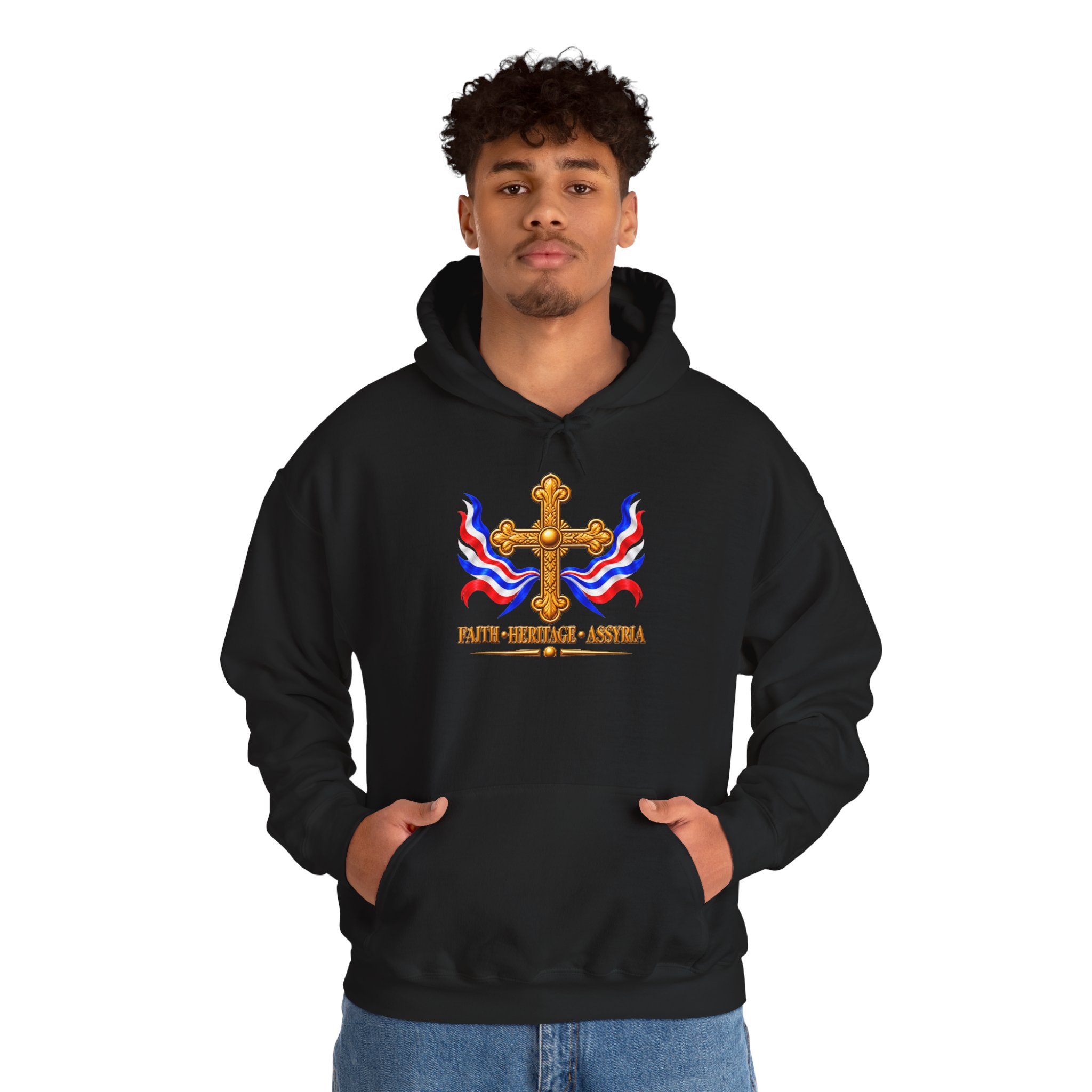 Hoodie Assyrian Faith Heritage Cross River (no zipper) - Image 4
