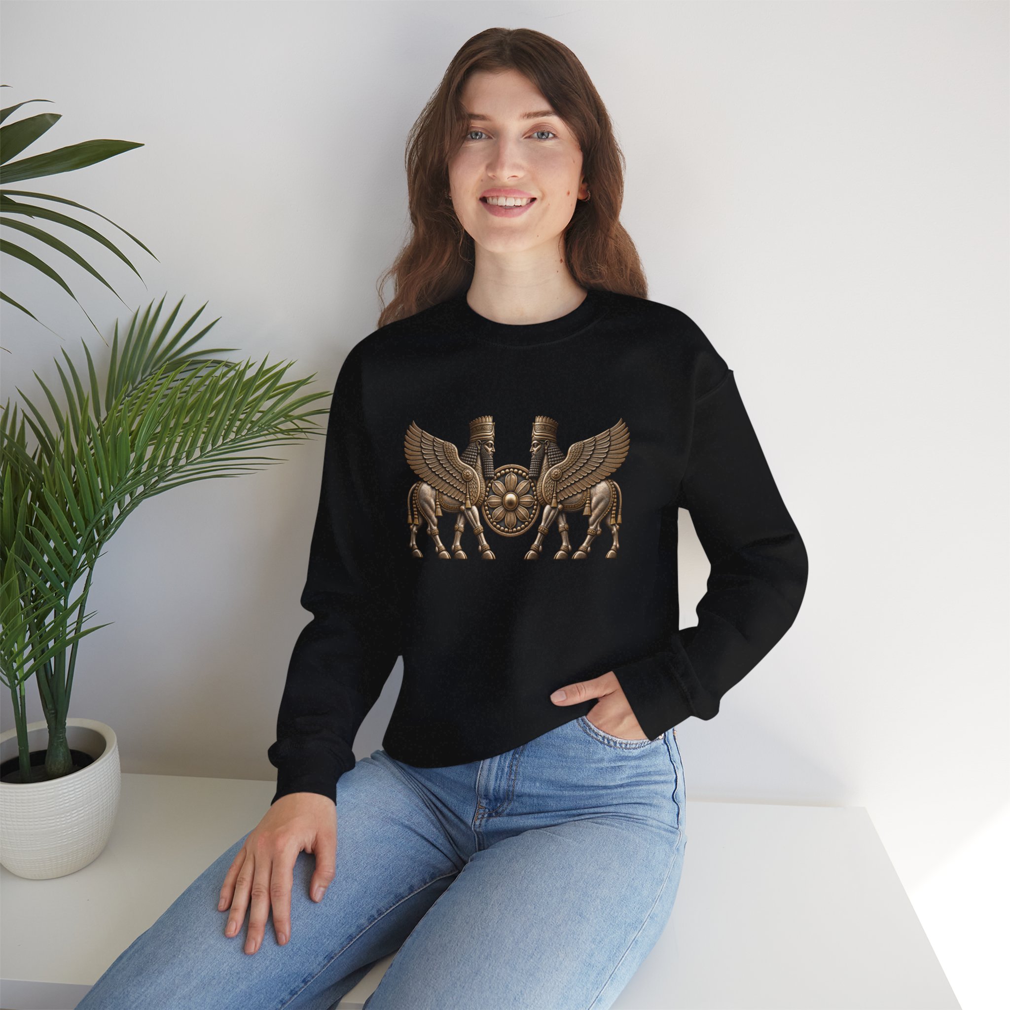 Two Winged Lamassu Crewneck Sweatshirt — Ancient Assyrian - Image 15