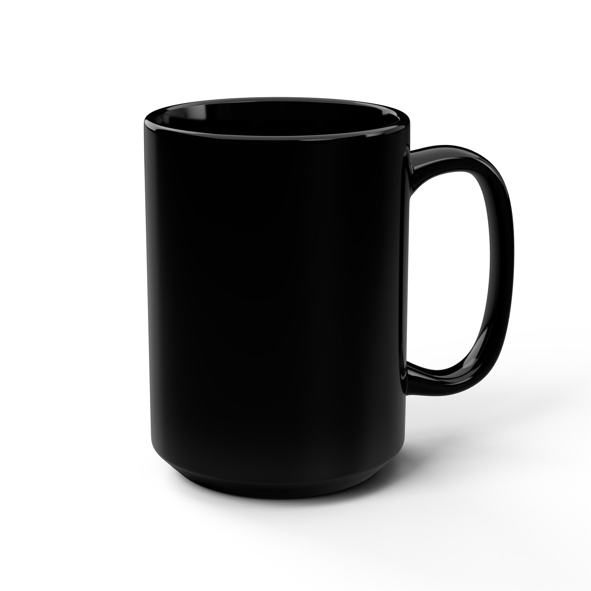 Black Mug, Assyrian Armor Crest Silver 15oz - Image 2
