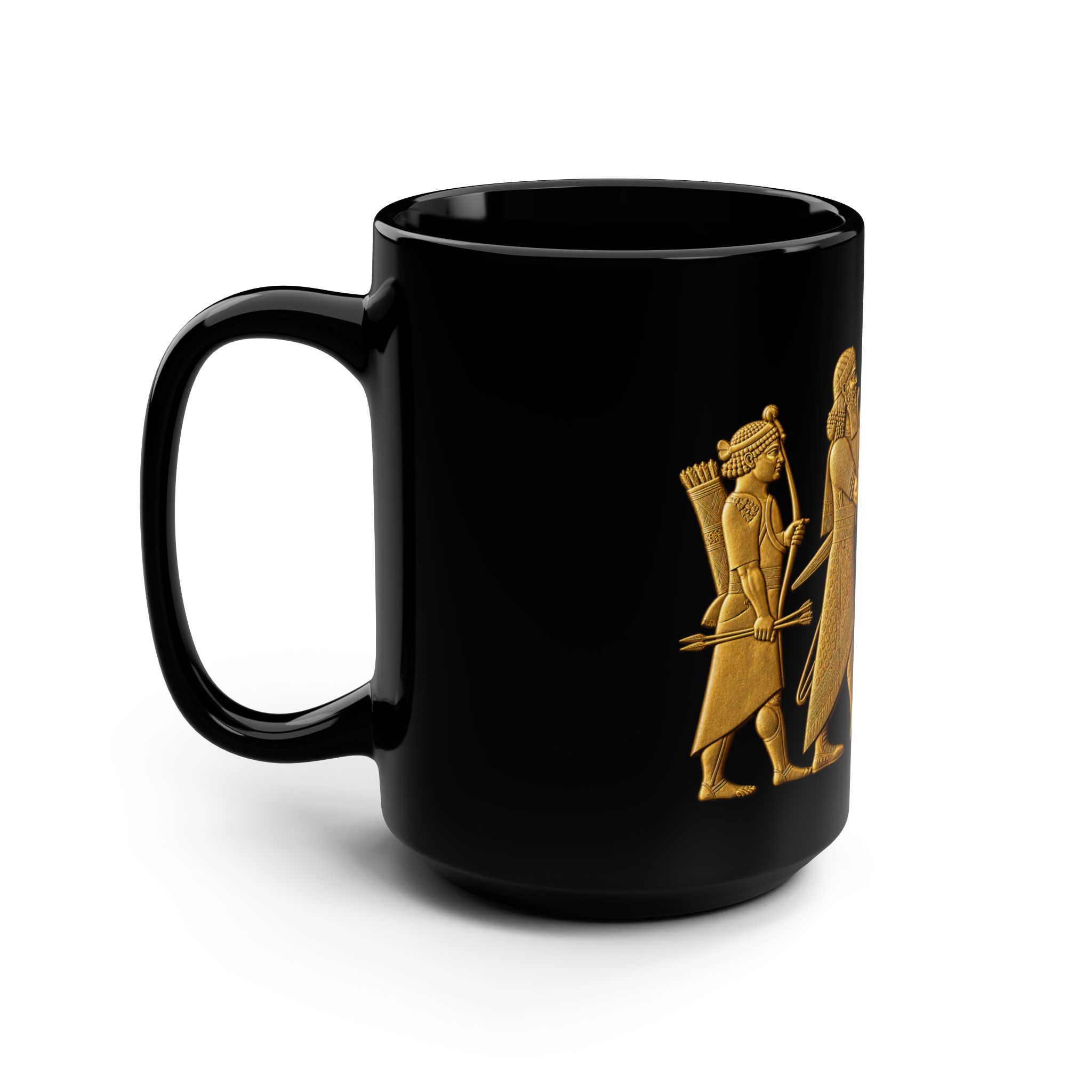 Black Mug, Assyrian Lion Hunt 15oz - Image 4