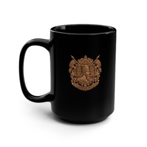 Black Mug, Assyrian Armor Crest Bronze 15oz