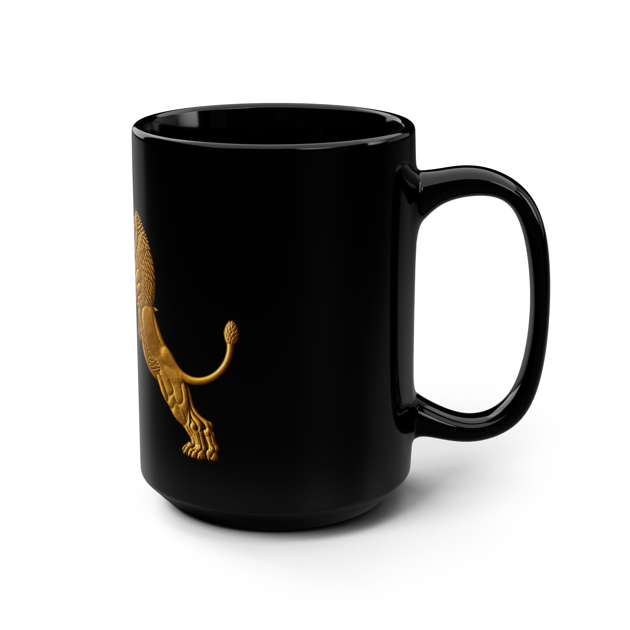 Black Mug, Assyrian Lion Hunt 15oz - Image 2